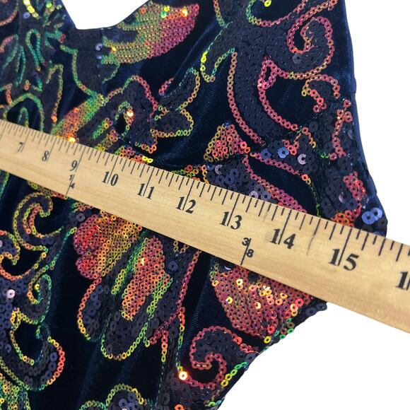 Chicme Sequin Midi Dress Blue M All Over Sequin Open Back Side Slit Bling Party - Picture 14 of 16